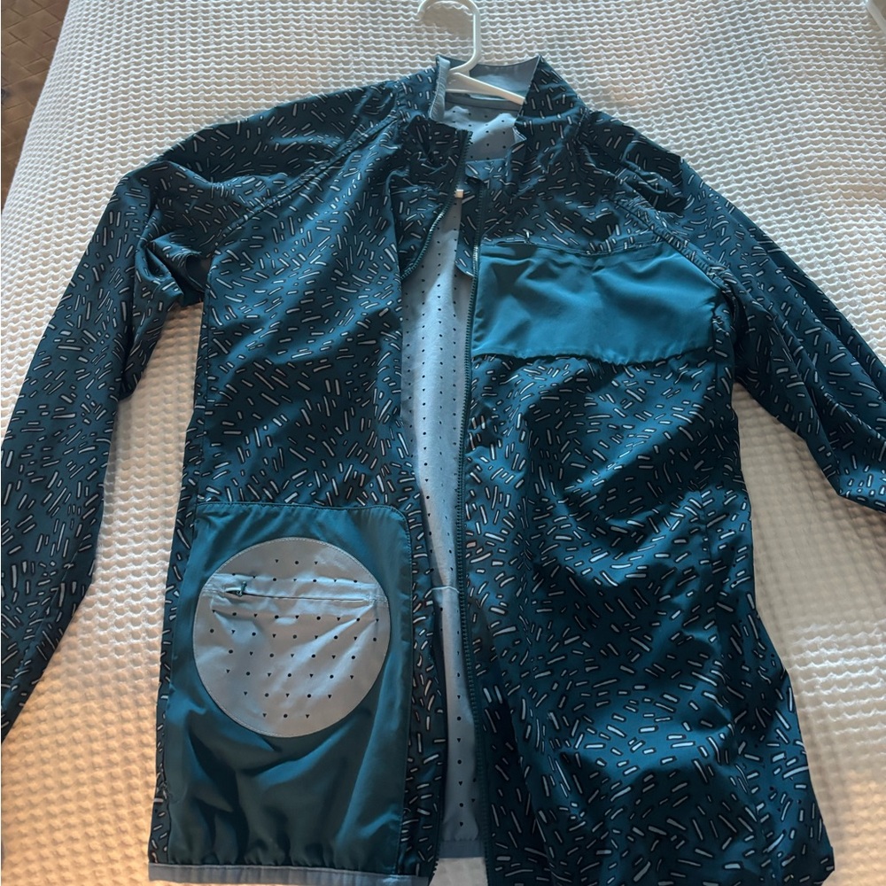 Outdoor Voices Teal Patterned Light Weight Jacket